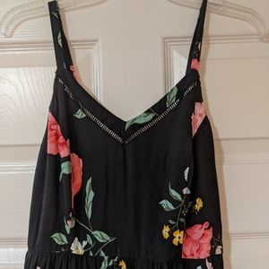 Old Navy Black Floral Sundress Small Midi